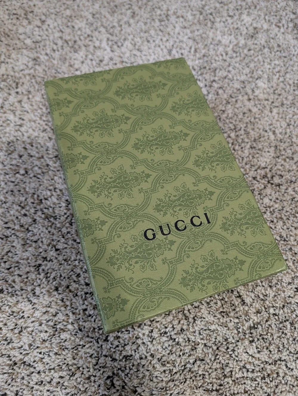 Empty Gucci Olive Green Patterned Gift Box